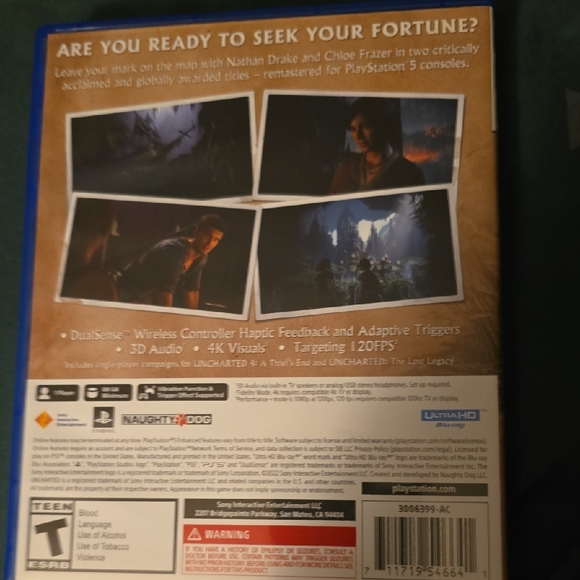 Blue PS5 Uncharted Legacy Video Game - Picture 3 of 5